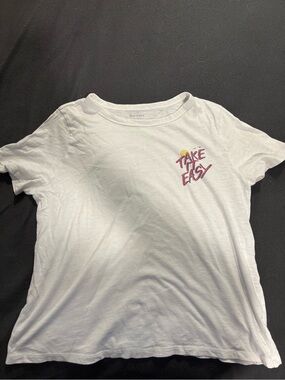 Old Navy White Tee with Pink 'Take It Easy' Graphic